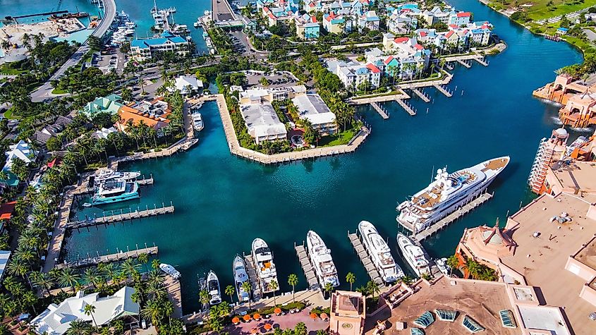 Paradise Island: Gorgeous aerial shot over Atlantis in the Bahamas capital. Image used under license from Shutterstock.com.
