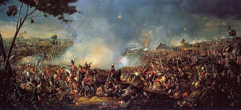 An artist's representation of the Battle of Waterloo, 1815