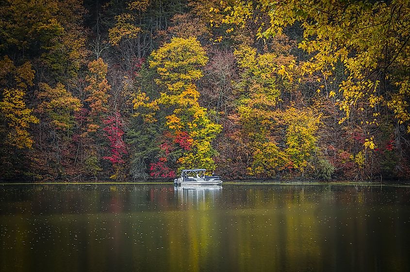 A Pontoon boat on the , Lover's Leap State Park, New Milford, CT