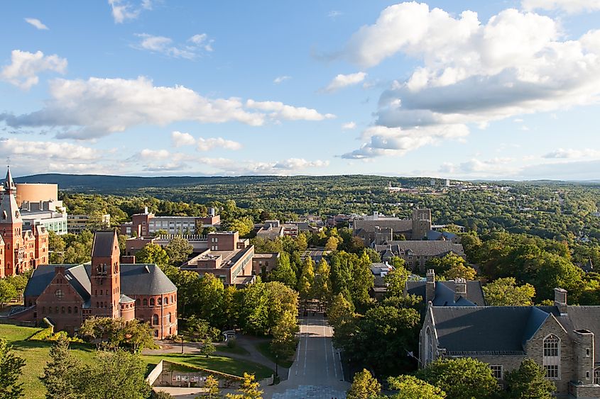 Overlook of Cornell University campus as seen from Uris Library.