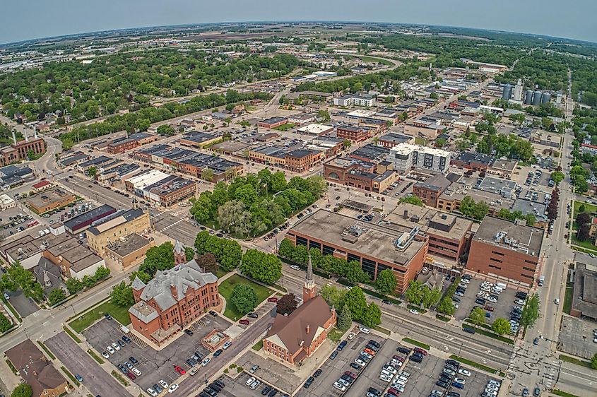 Aerial view of Owatonna, Minnesota.