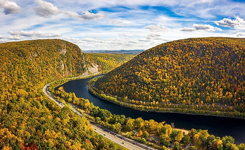 Aerial view of the spectacular Delaware Gap region.