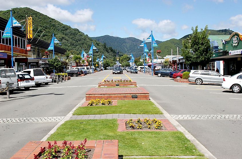 Main Street in Picton, New Zealand