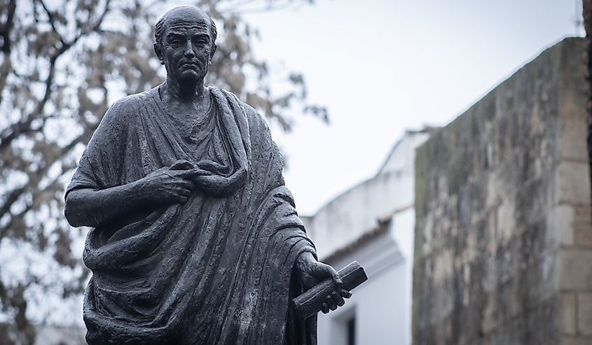 Statue of Seneca by Amadeo Ruiz Olmos in Cordoba, Spain