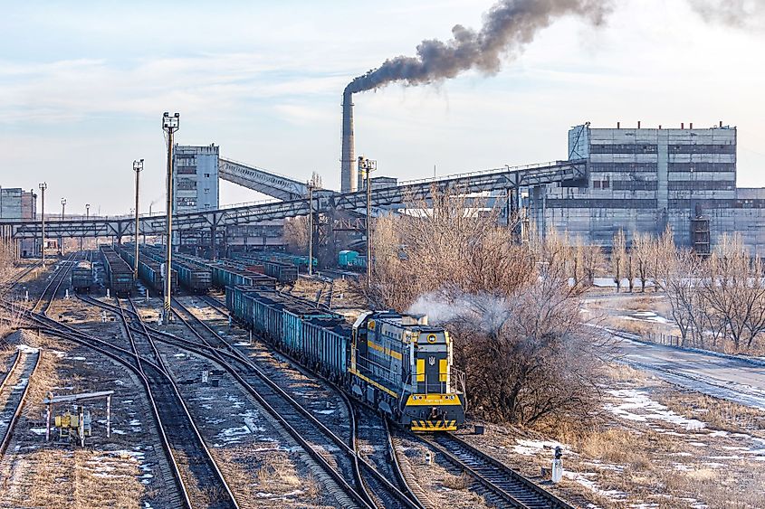 A large coal mine station in Mariupol, Ukraine