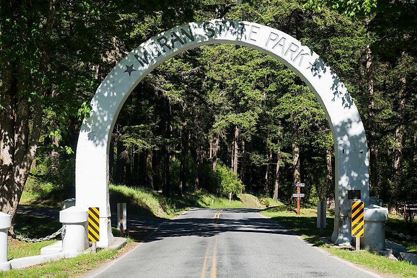 Entrance arch at Moran State Park on Orcas Island. 