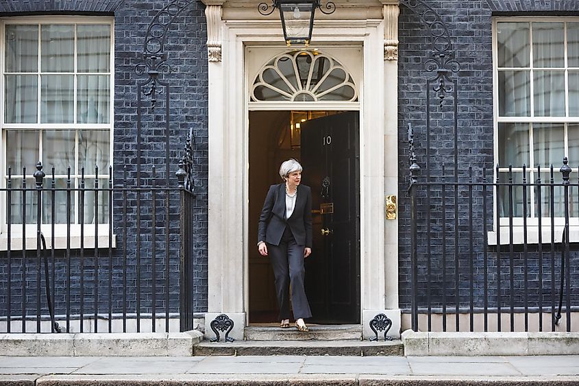 Prime Minister of the United Kingdom Theresa May during an official meeting with the President of Ukraine Petro Poroshenko at 10 Downing Street in London