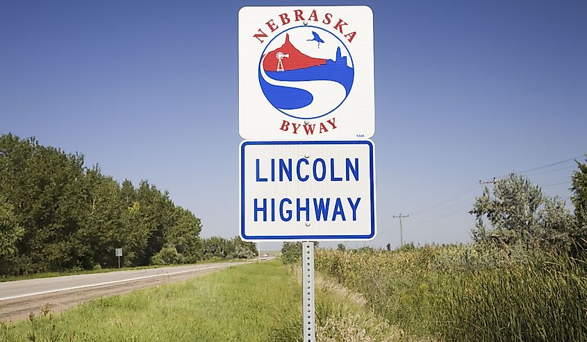Road sign for Lincoln Highway, Nebraska