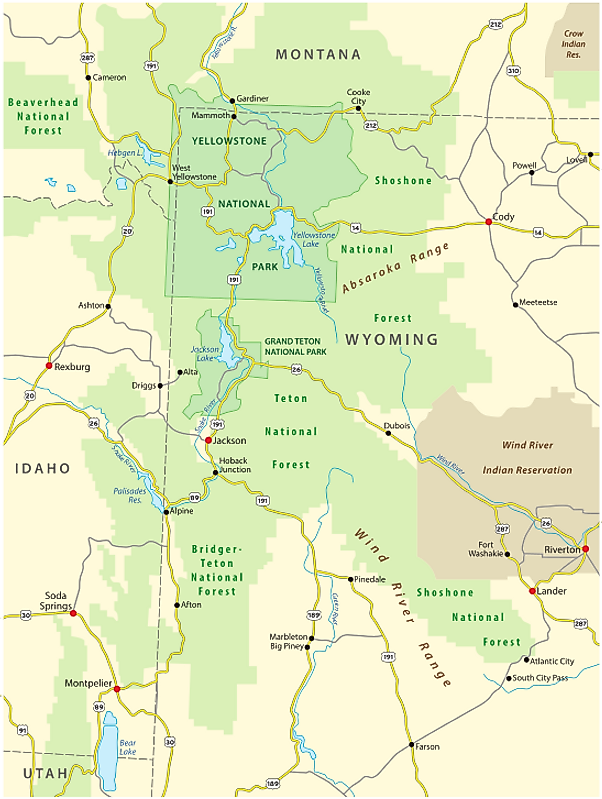 Yellowstone national park map