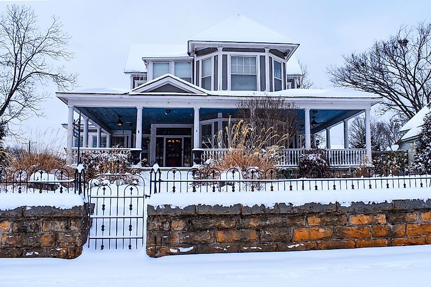 Historic Home on Main Street in Batesville, Arkansas during winter