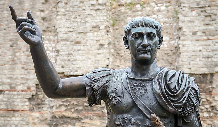 Bronze statue of the roman emperor Trajan