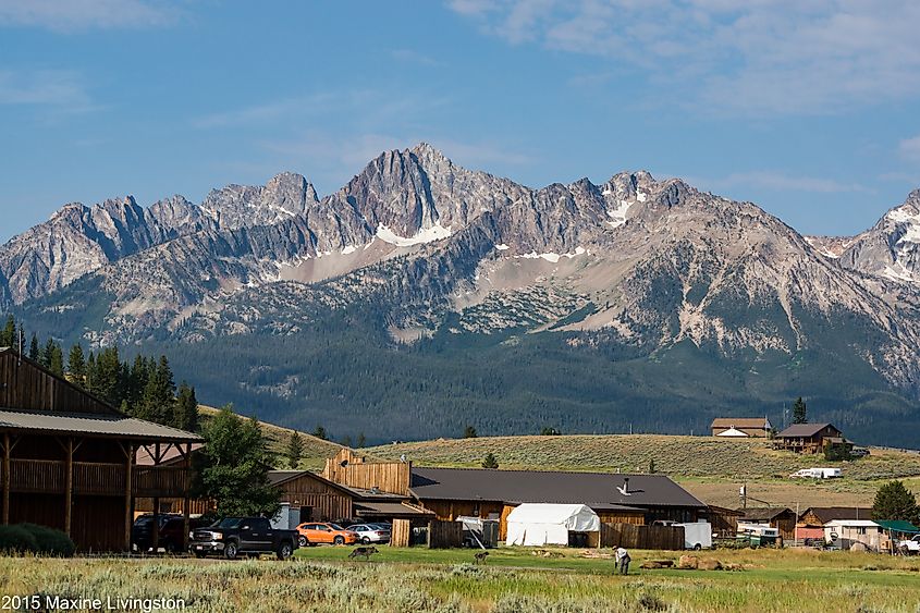 View of the Sawtooth Mountains from Stanley, Idaho.