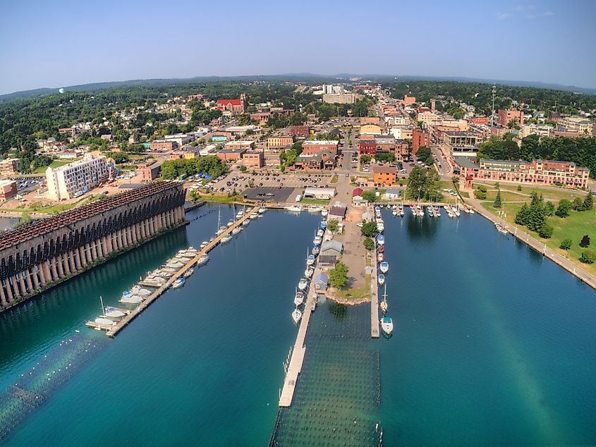 Aerial view of Marquette, Michigan.