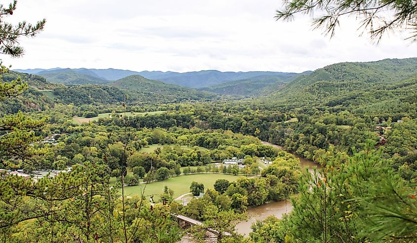 Aerial view of Hot Springs, North Carolina, from the Appalachian Trail.