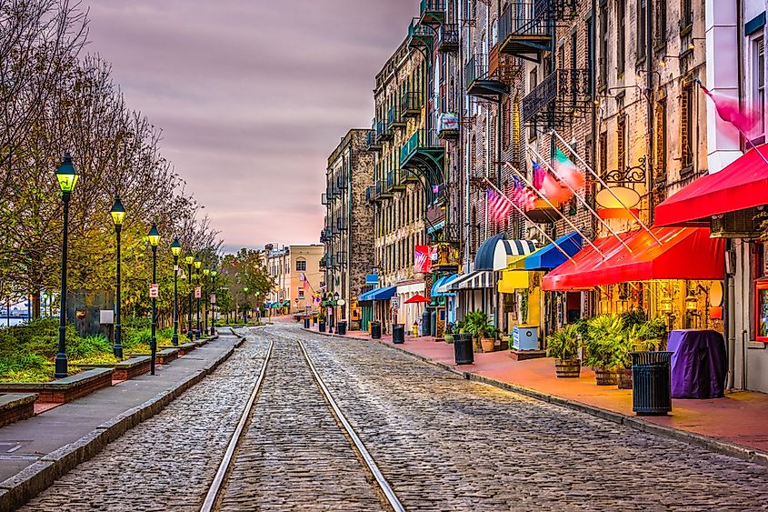 Savannah, Georgia, bars and restaurants on River Street