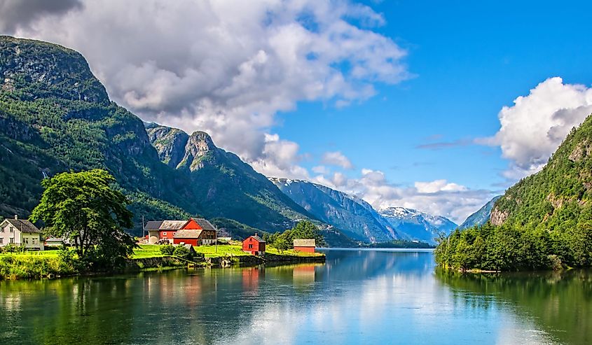 Amazing nature view with fjord and mountains in Norway
