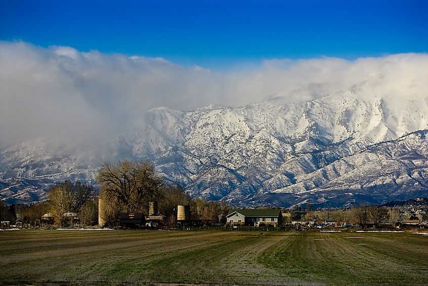 American Fork, Utah, at the base of the Wasatch Mountain range
