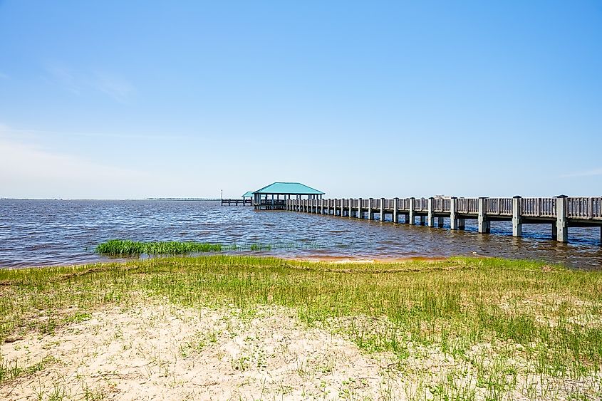 The gulf coast beach in Ocean Springs, Mississippi.