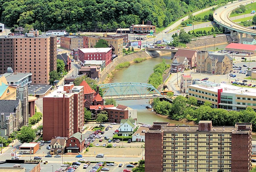 A view of downtown Johnstown, Pennsylvania, USA, from the Inclined Plane. 