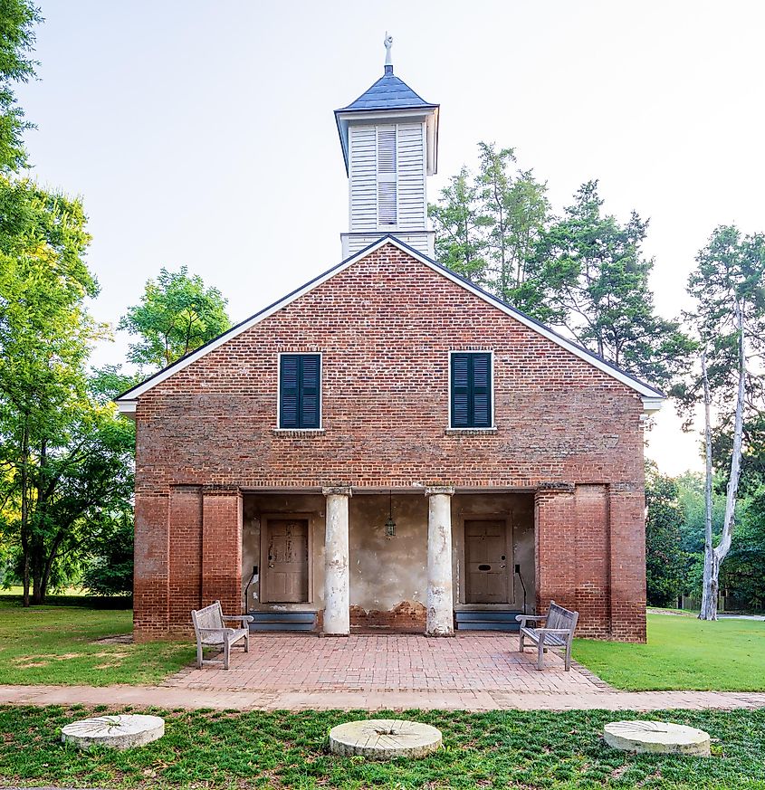Mooresville Brick Church in the south.