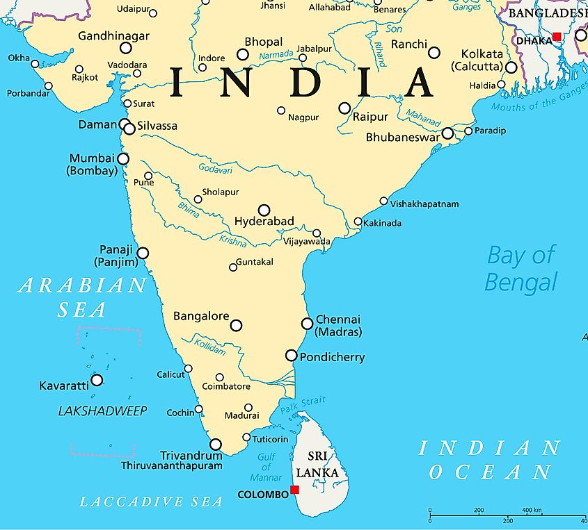 Map showing the location of the Lakshadweep Sea.