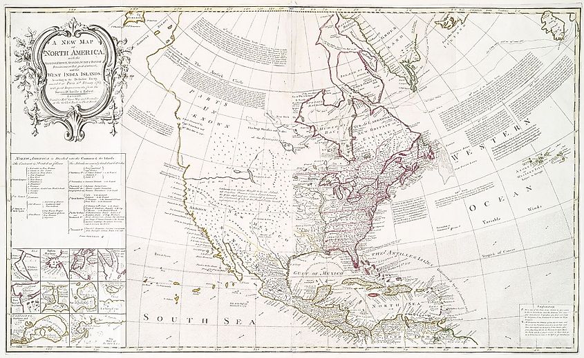 New Map of North America (1763) after signing of Paris Treaty
