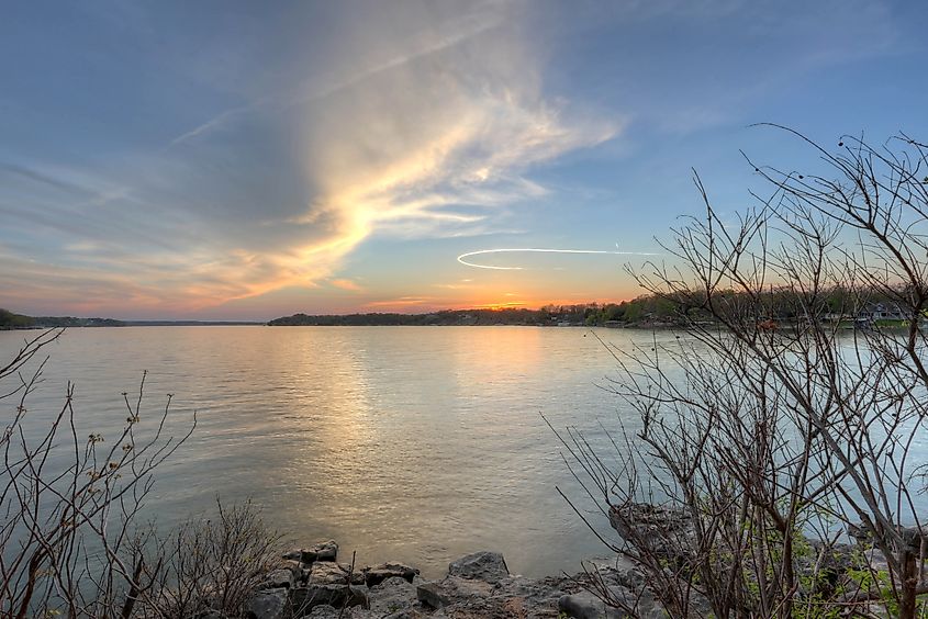 Grand Lake at sunset near Grove, Oklahoma