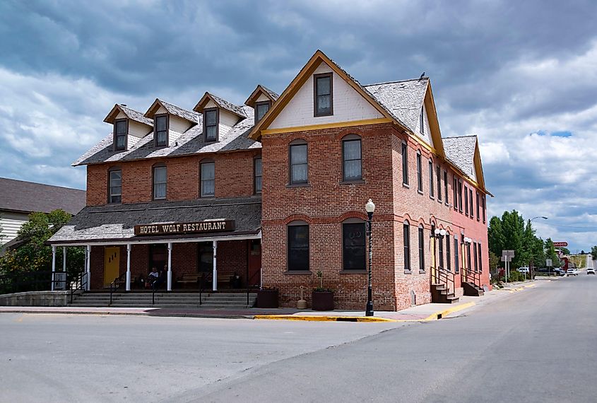 Historic Victorian Wolf Hotel in downtown Saratoga, Wyoming, USA.