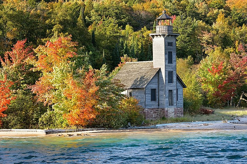 The Grand Island East Channel Lighthouse in Munising, Michigan.