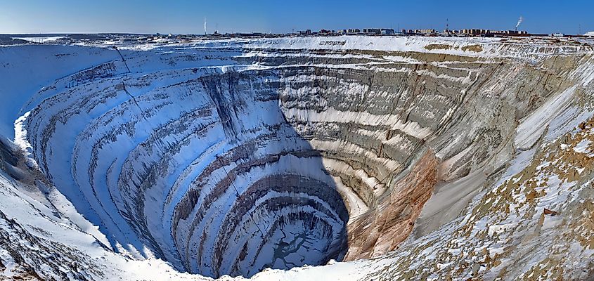Career kimberlite diamond pipe "Mir", Yakutia, Russia.
