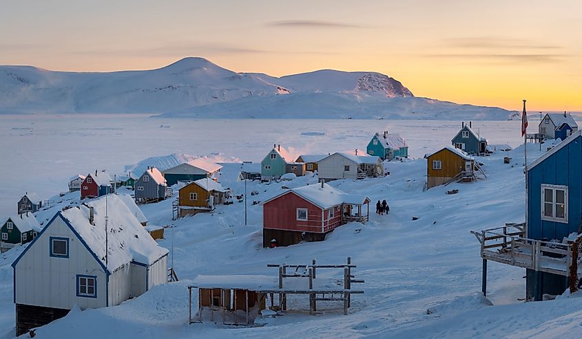 The traditional and remote Greenlandic Inuit village Kullorsuaq located at the Melville Bay, in the far north of West Greenland