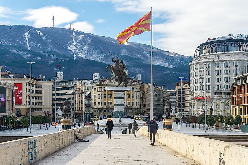 Skopje's building and modernizing plan, called "Skopje 2014" is continuing, and includes improving areas in Macedonia Square