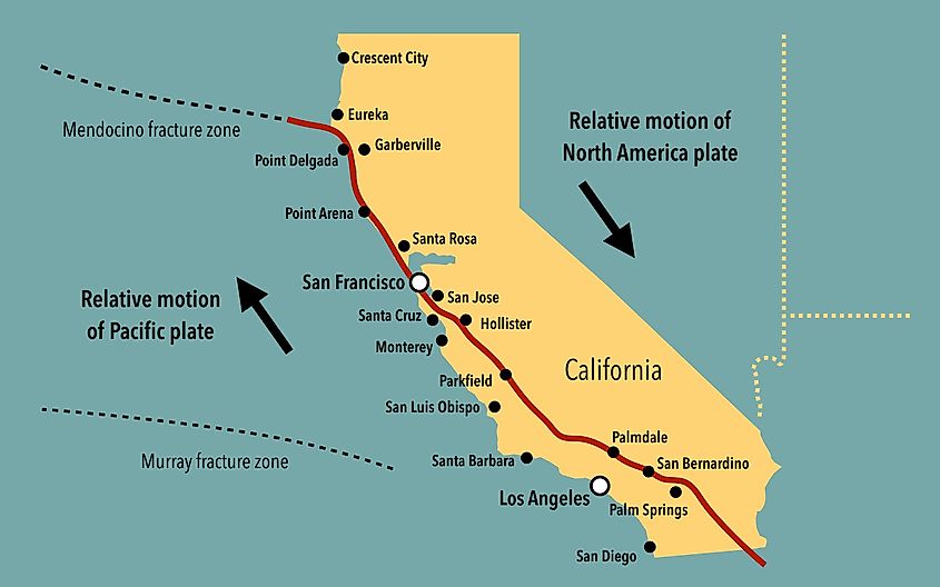 Map of the San Andreas fault in California