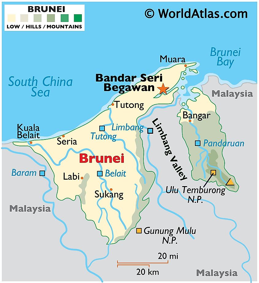Map showing the location of Brunei Bay.