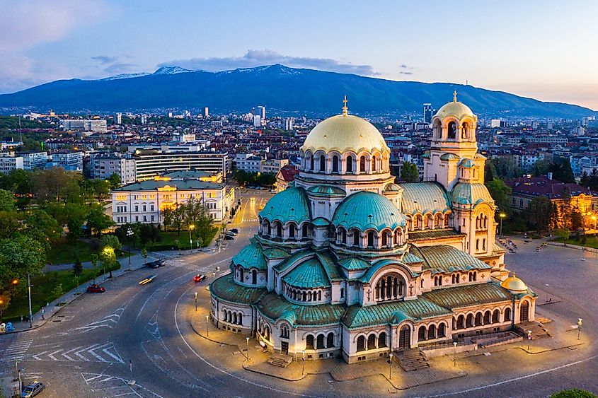 Aerial view of Alexander Nevski cathedral in Sofia, Bulgaria. Image used under license from Shutterstock.com.