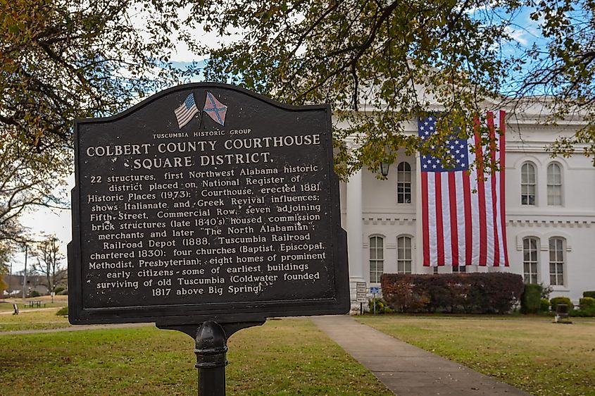Colbert County Courthouse in Tuscumbia, Alabama. Editorial credit: Luisa P Oswalt / Shutterstock.com