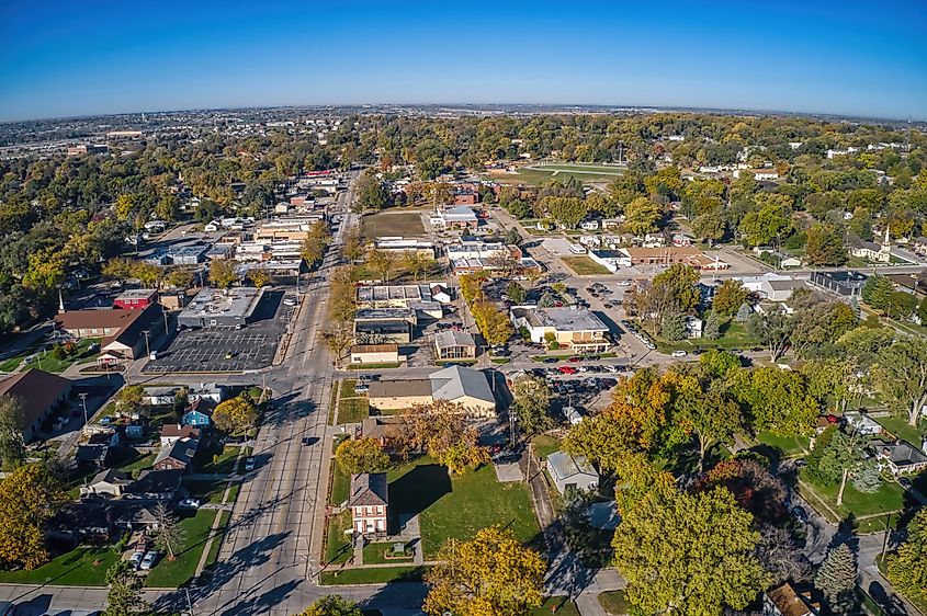 Aerial view of the Omaha suburb of Bellevue, Nebraska.