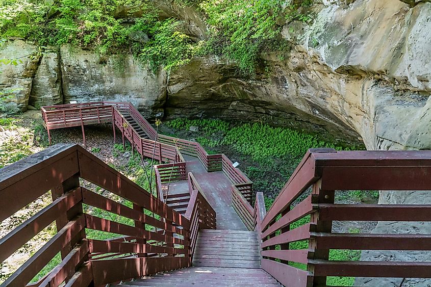 Indian Cave State Park, Nebraska, stairs built by Americorps in the 1970s