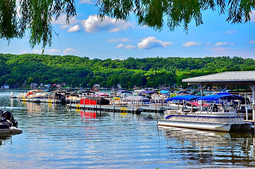 Summer scene at the harbor on Keuka Lake in Penn Yan, New York.