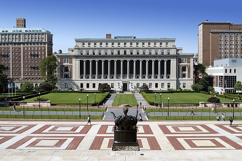 Columbia University, Central Quadrangle, and Butler Library in Columbia University in Upper Manhattan, New York City