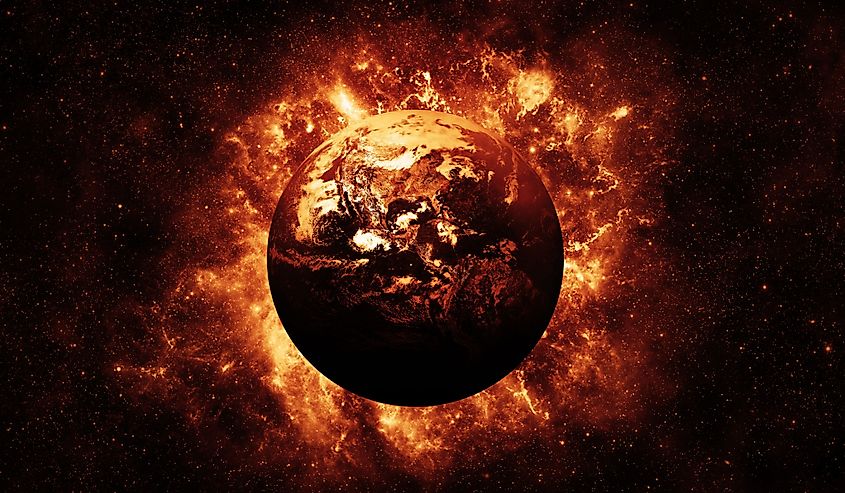 Red fiery planet, End of the World