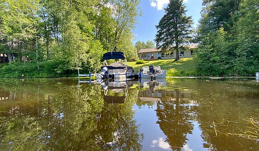 Boating at Norman Lake in Hayward, Wisconsin