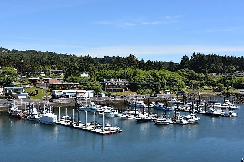 Depoe Bay, renowned as the world's smallest harbor, located in Oregon, USA.