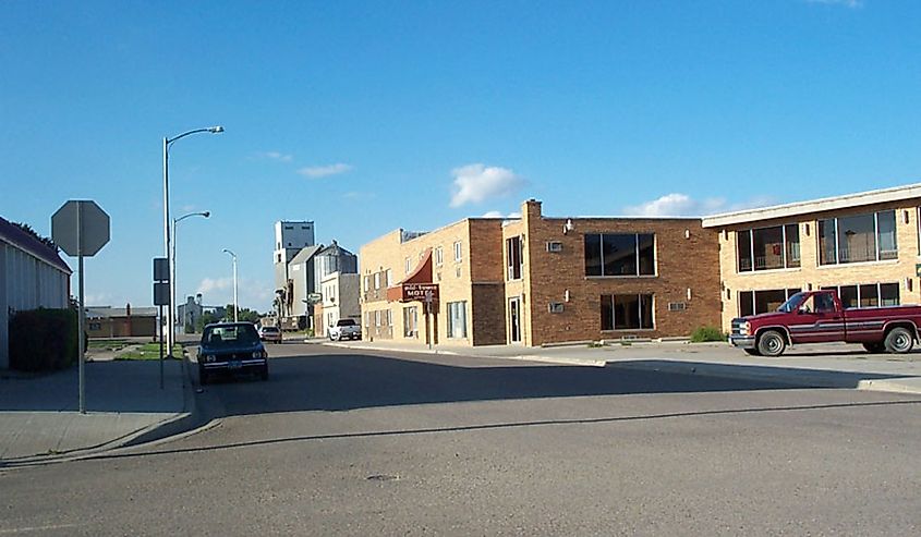 Downtown street in Grafton, North Dakota.