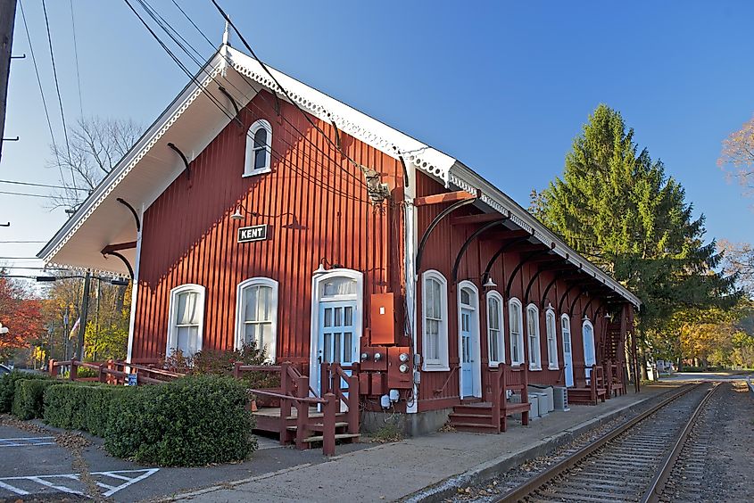 The old train station in Kent, Connecticut, USA.
