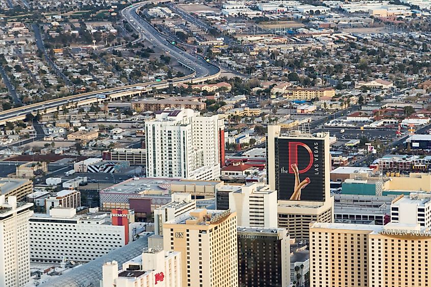 Aerial view of old downtown North Las Vegas, Nevada