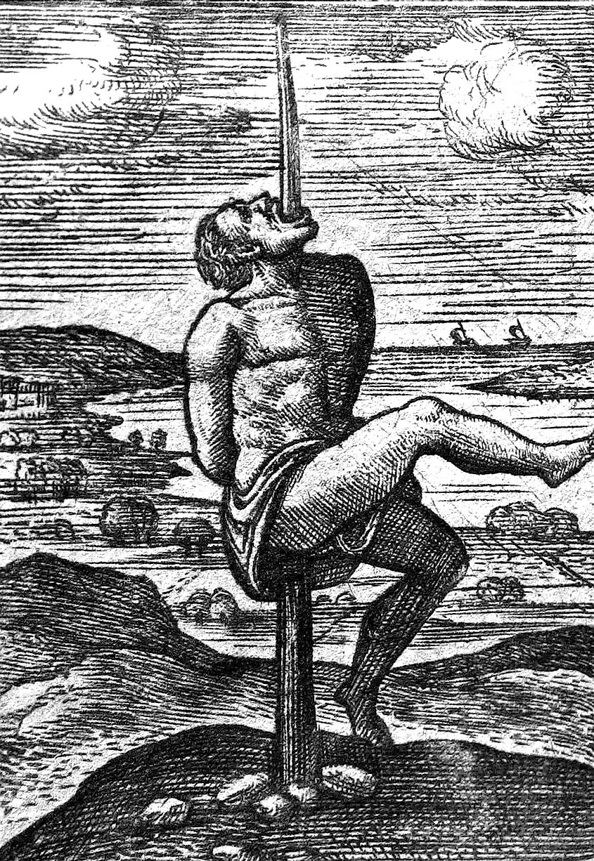 Engraving of a vertical impalement by Justus Lipsius