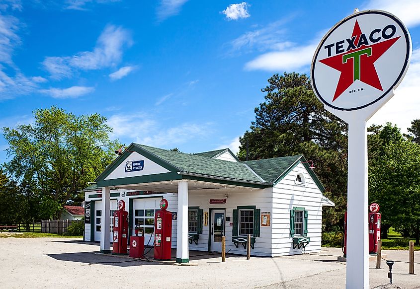 A historical gas station at Dwight, Illinois