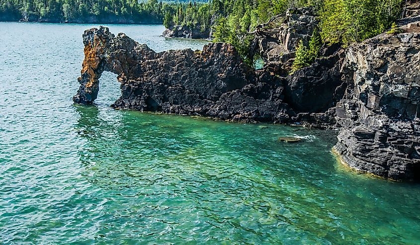 A rock formation called the Sea Lion, Sleeping Giant Provincial Park near Thunder Bay Ontario on Lake Superior.