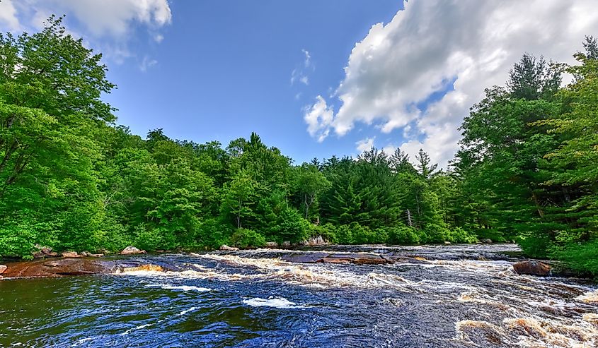 River flowing through the Adirondack River in by Cranberry Lake, New York.